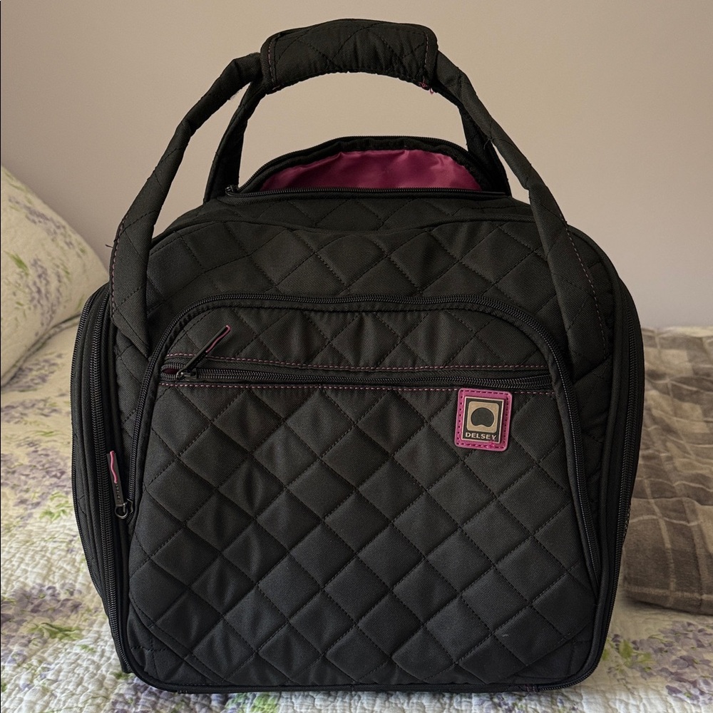 Delsey Quilted Black and Pink Travel Bag